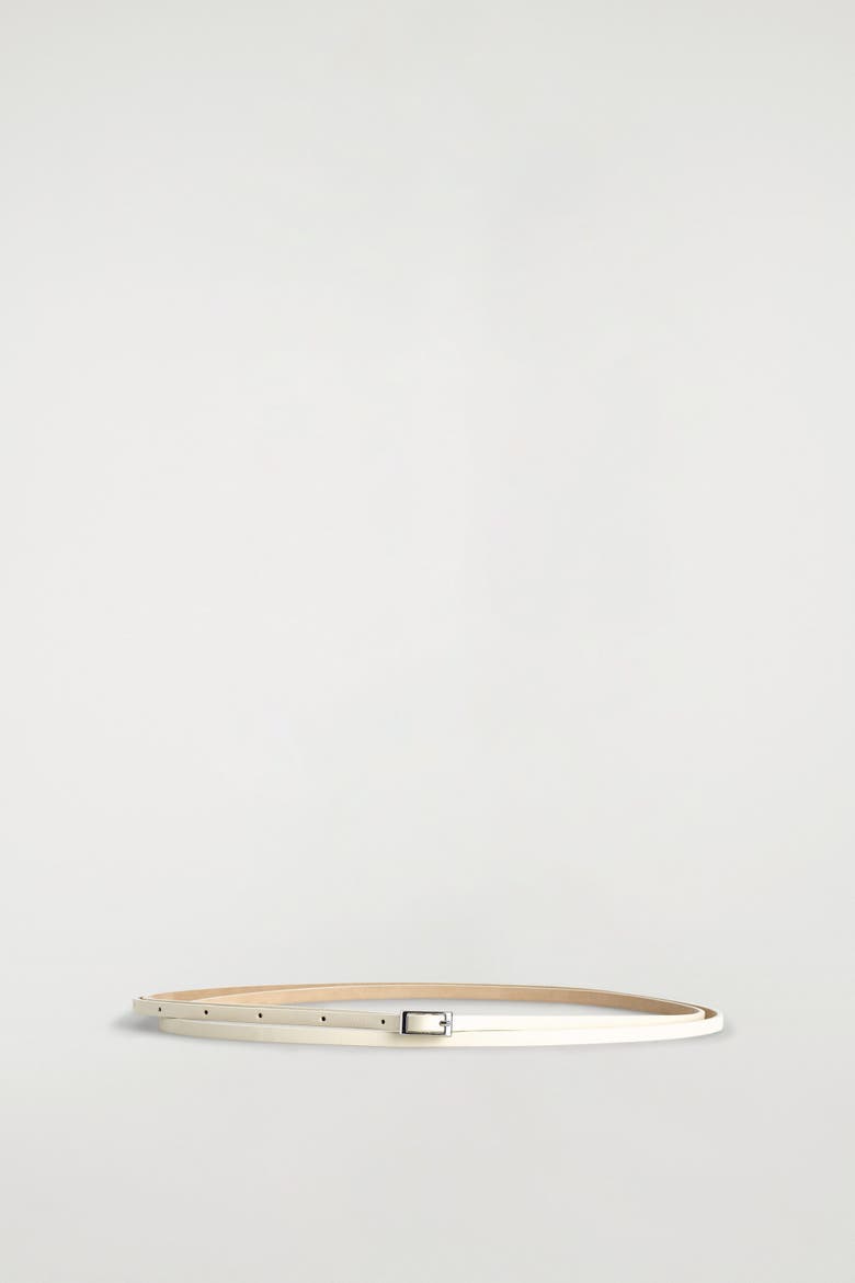 Skinny Double-wrap Leather Belt, Main, color, WHITE