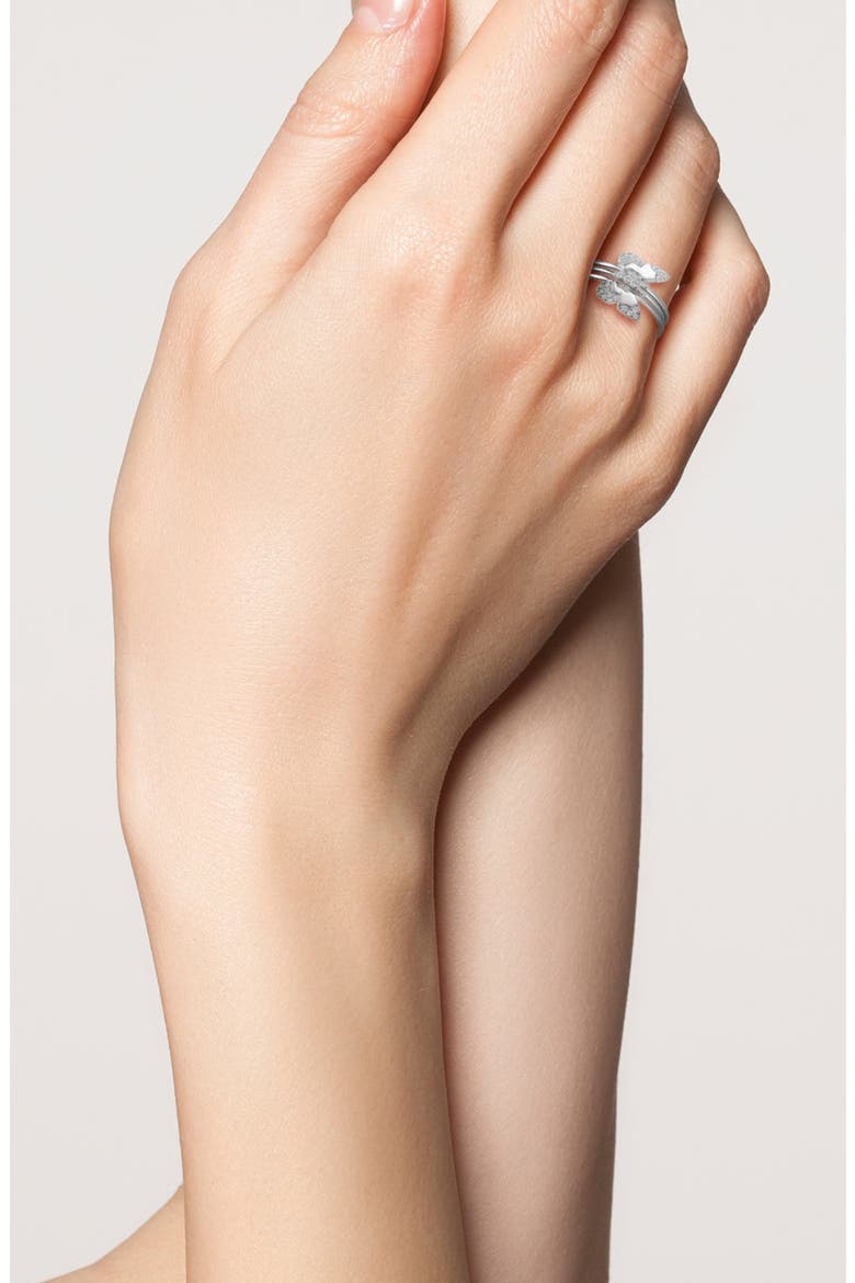 Butterfly Set of 3 Stackable Rings, Alternate, color, SILVER