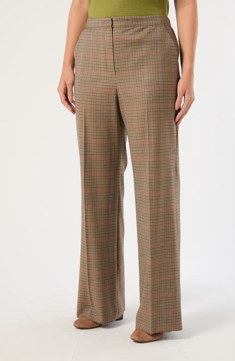 Avena Microcheck Straight Leg Virgin Wool Trousers