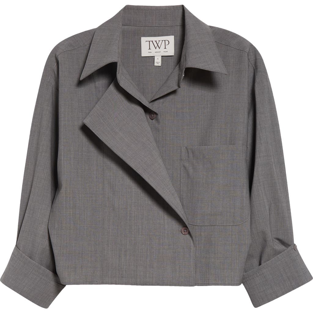 Twp Next Chapter Stretch Wool Button-up Shirt In Medium Heather Grey