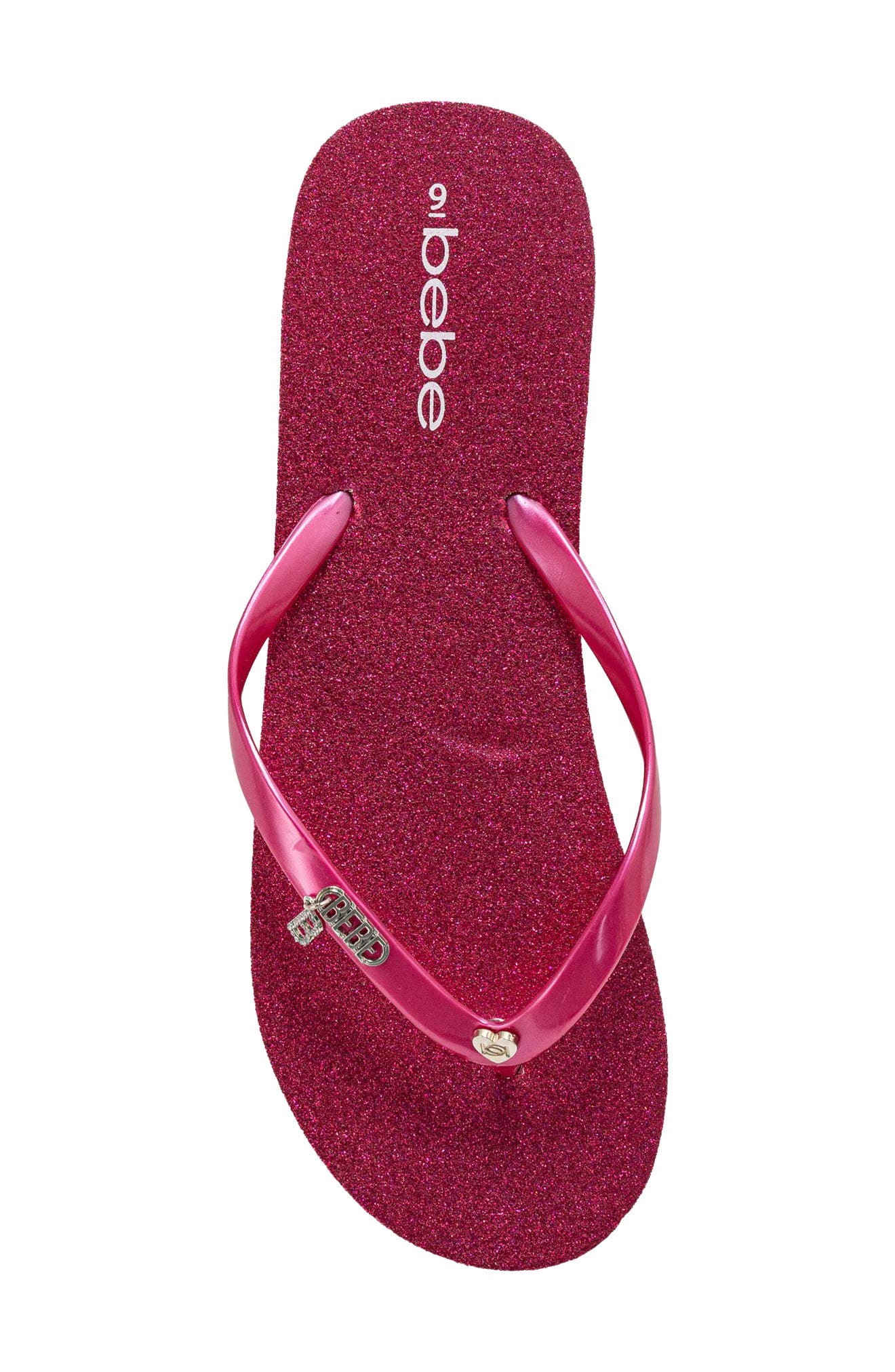 Glittery Thong Sandal, Alternate, color, FUCHSIA