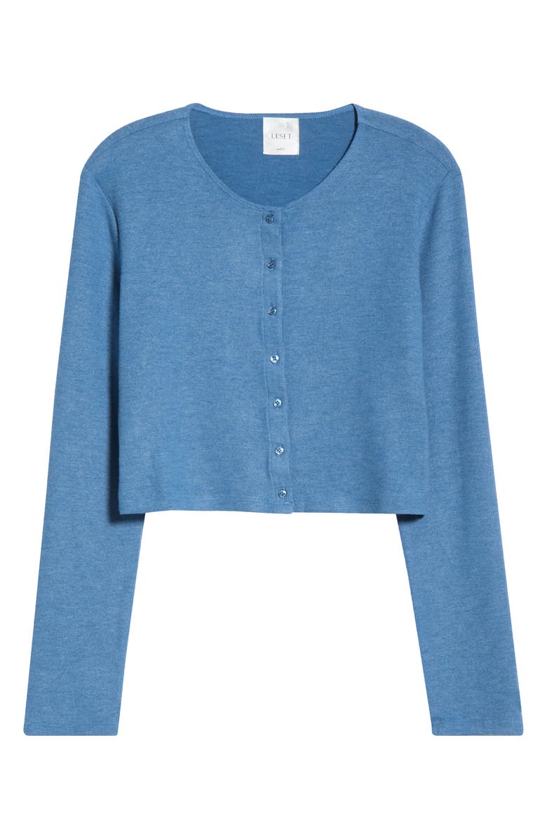 LESET Lauren Crop Cardigan, Main, color, Bleuet Melange