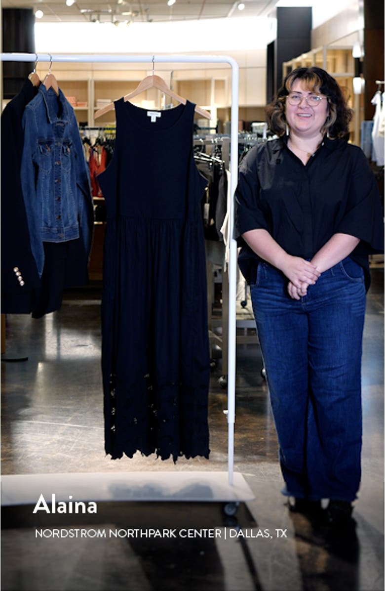 Embroidered Sleeveless Mixed Media Dress, sales video thumbnail