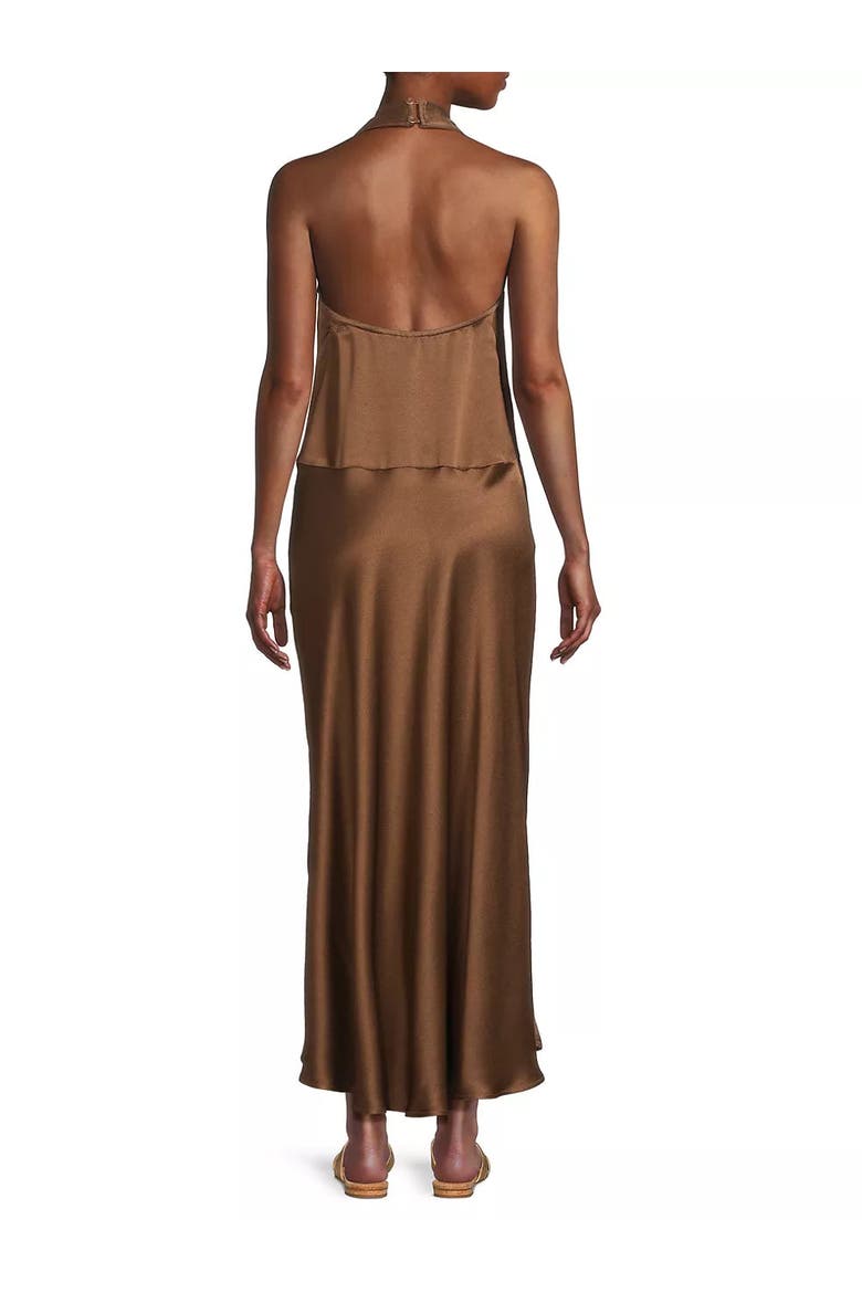 Giselle Satin Halter Dress, Alternate, color, Chocolate