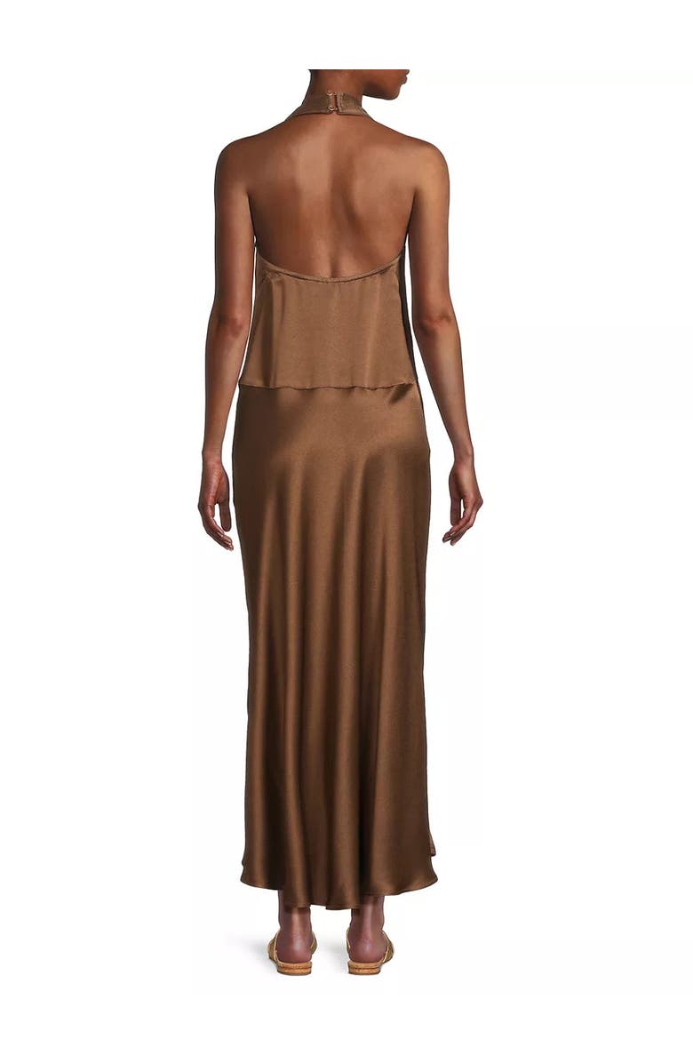 Emilia George Giselle Satin Halter Dress, Alternate, color, Chocolate