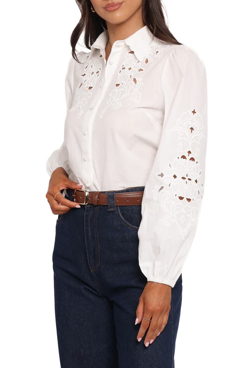 Petal & Pup Aeloria Eyelet Button-Up Shirt, Alternate, color, 