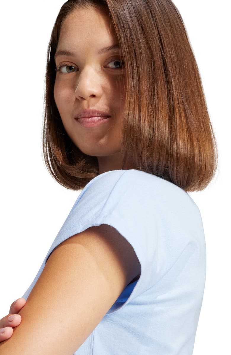 adidas Linear Logo Graphic T-Shirt, Alternate, color, Glow Blue/ White