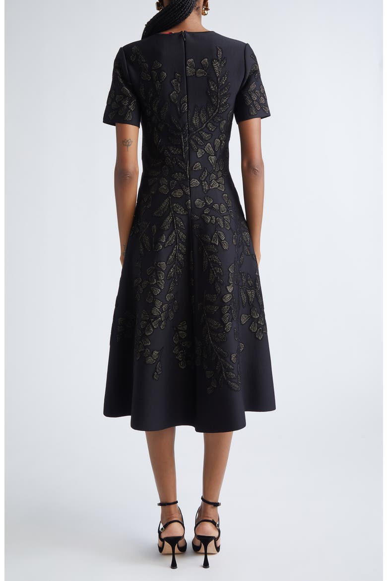 Metallic Floral Jacquard Cocktail Dress, Alternate, color, BLACK/ GOLD