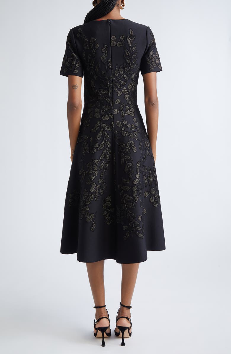 Carolina Herrera Metallic Floral Jacquard Cocktail Dress, Alternate, color, Black/ Gold