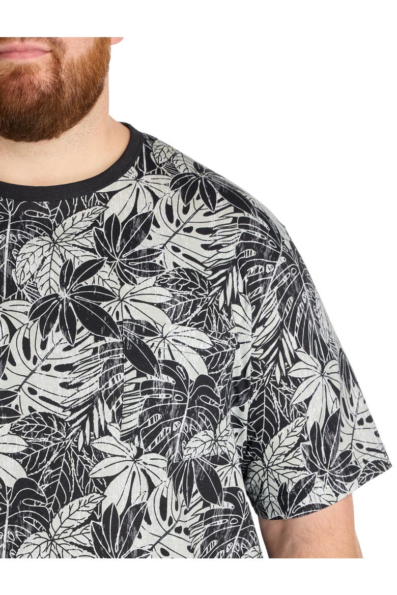 Big & Tall Moisture-Wicking Leaf Print Pocket T-Shirt, Alternate, color, BLACK