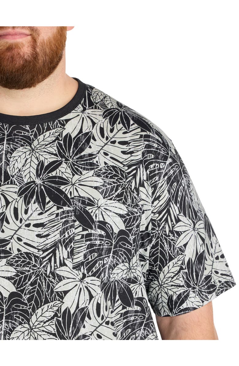 Harbor Bay by DXL Big & Tall Moisture-Wicking Leaf Print Pocket T-Shirt, Alternate, color, Black