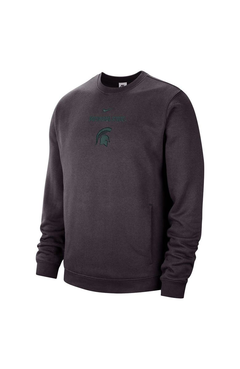 Nike Men's Nike Charcoal Michigan State Spartans Campus Block Club Pullover Sweatshirt, Alternate, color,
