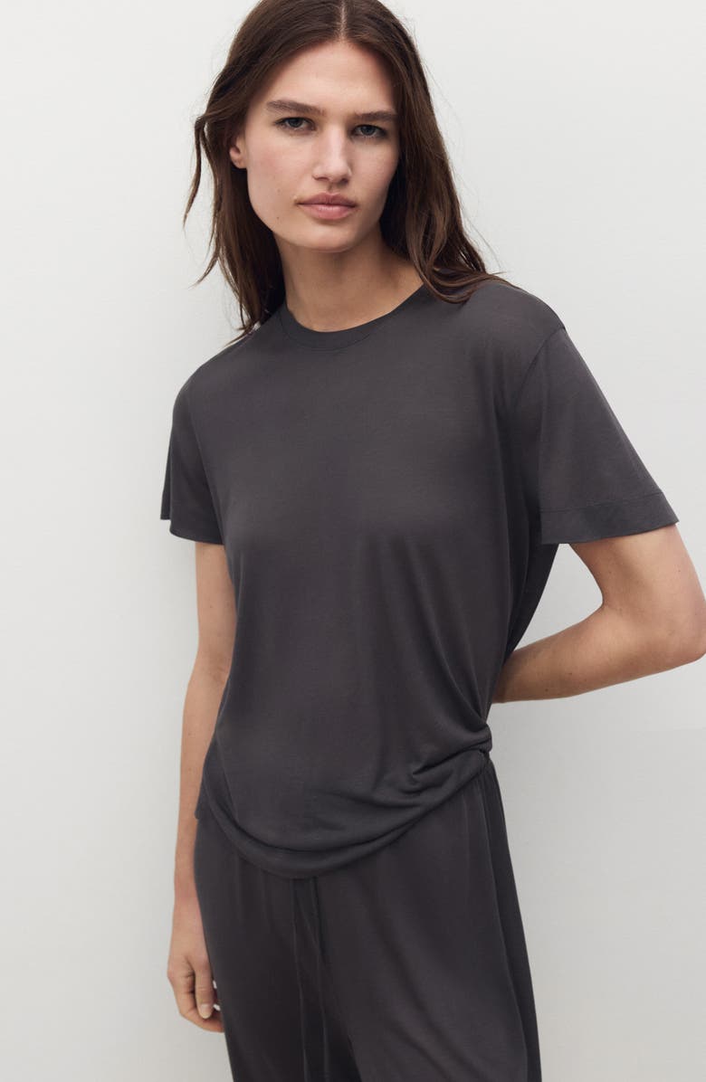 MANGO Micromodal Pajama Pants, Alternate, color, Charcoal