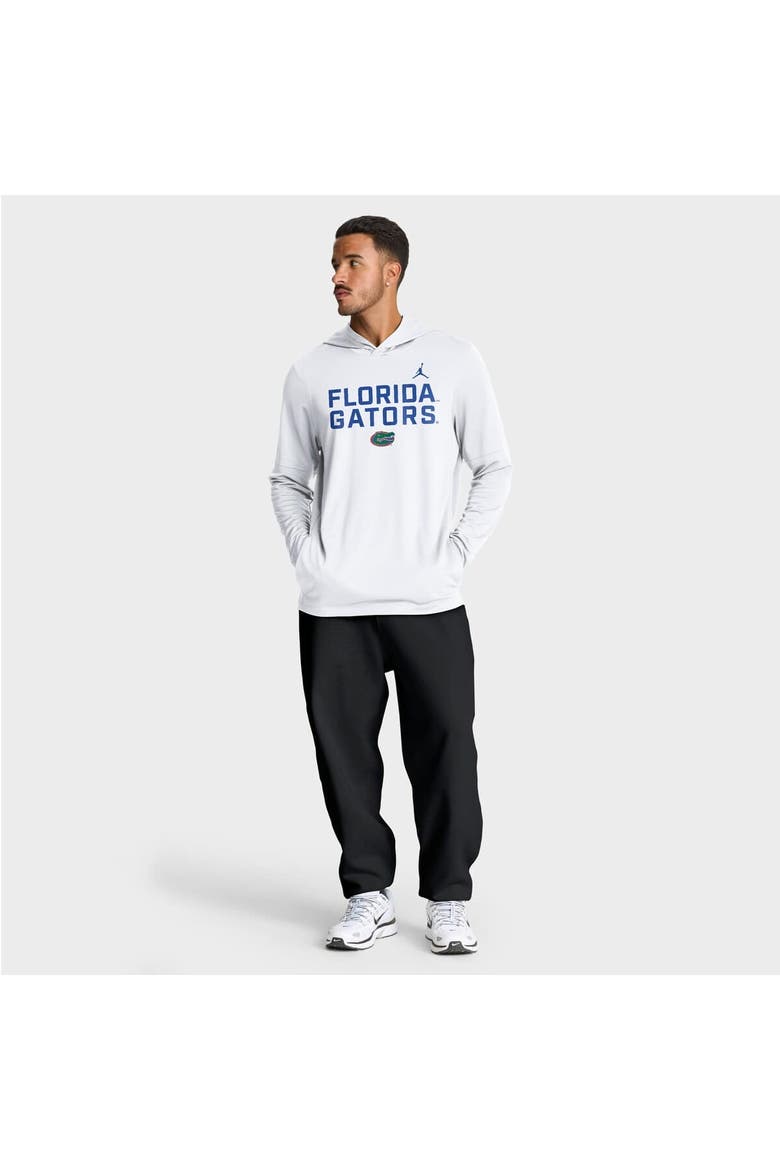 Men's Jordan Brand White Florida Gators 2025 Sideline Performance Long Sleeve Hoodie T-Shirt, Alternate, color, White