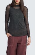 LUUKAA Neva Turtleneck Mesh Blouse