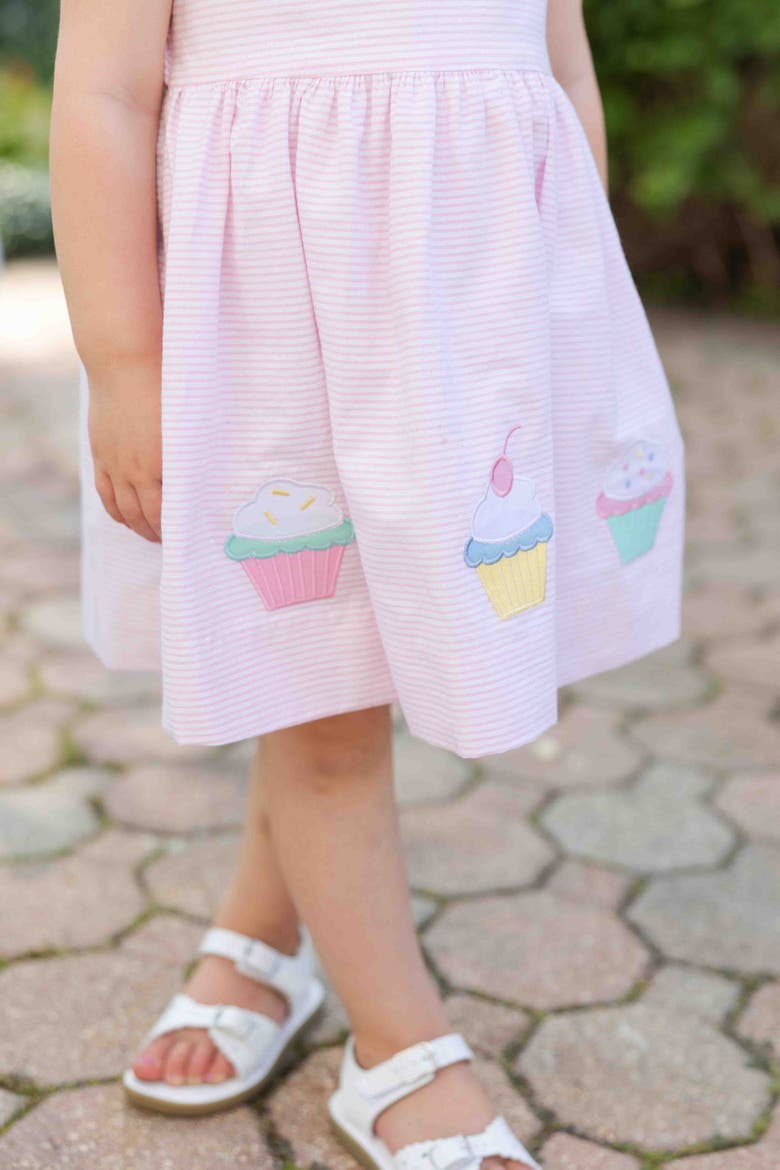 Seersucker Dress with Cupcakes, Alternate, color, Pink/White