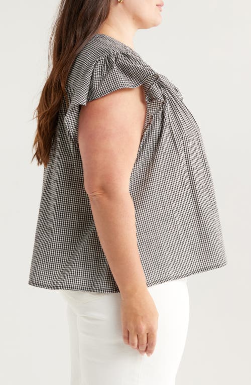 TREASURE & BOND TREASURE & BOND GINGHAM FLUTTER SLEEVE BUTTON-UP TOP 