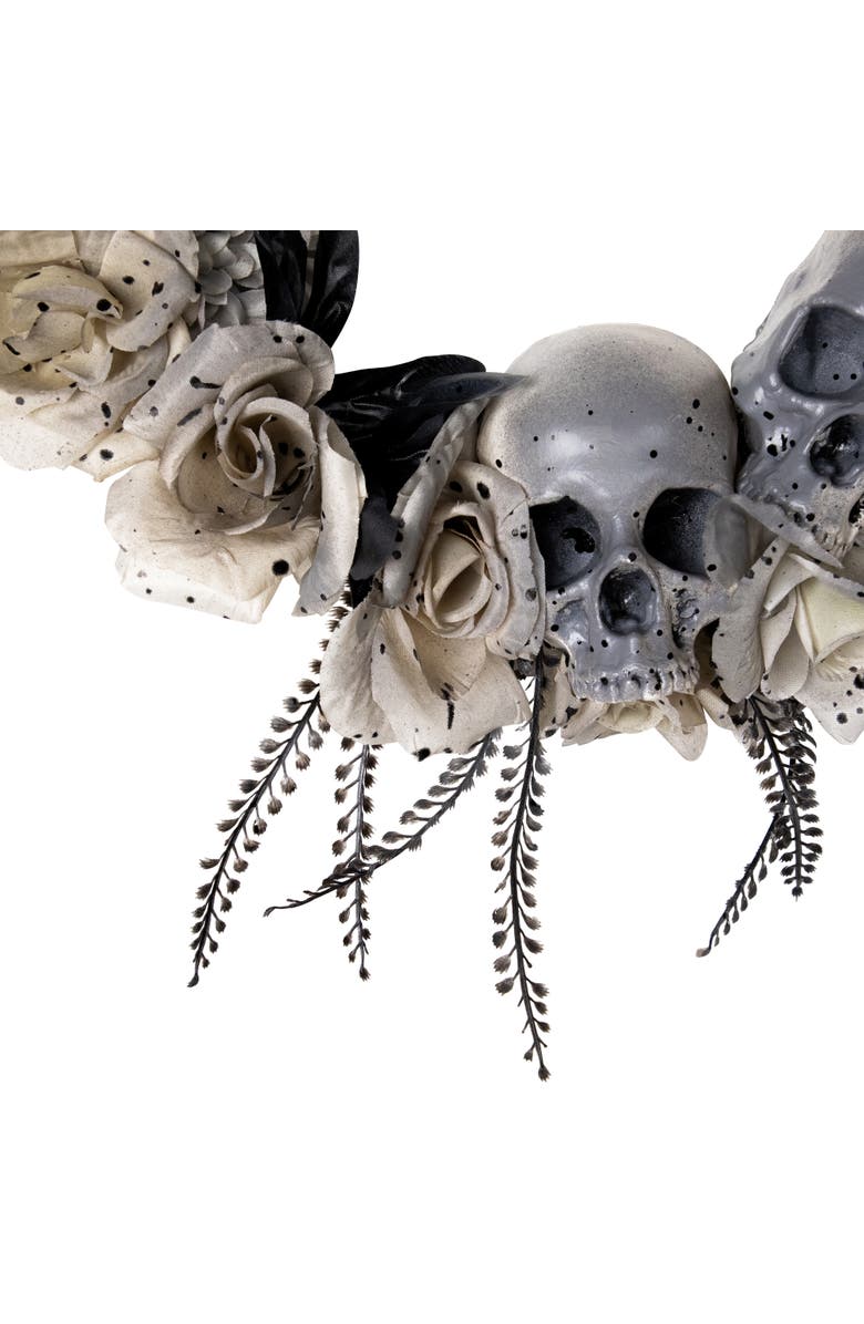 Northlight Double Skull and Roses Artificial Halloween Wreath- 16" - Unlit, Alternate, color, 