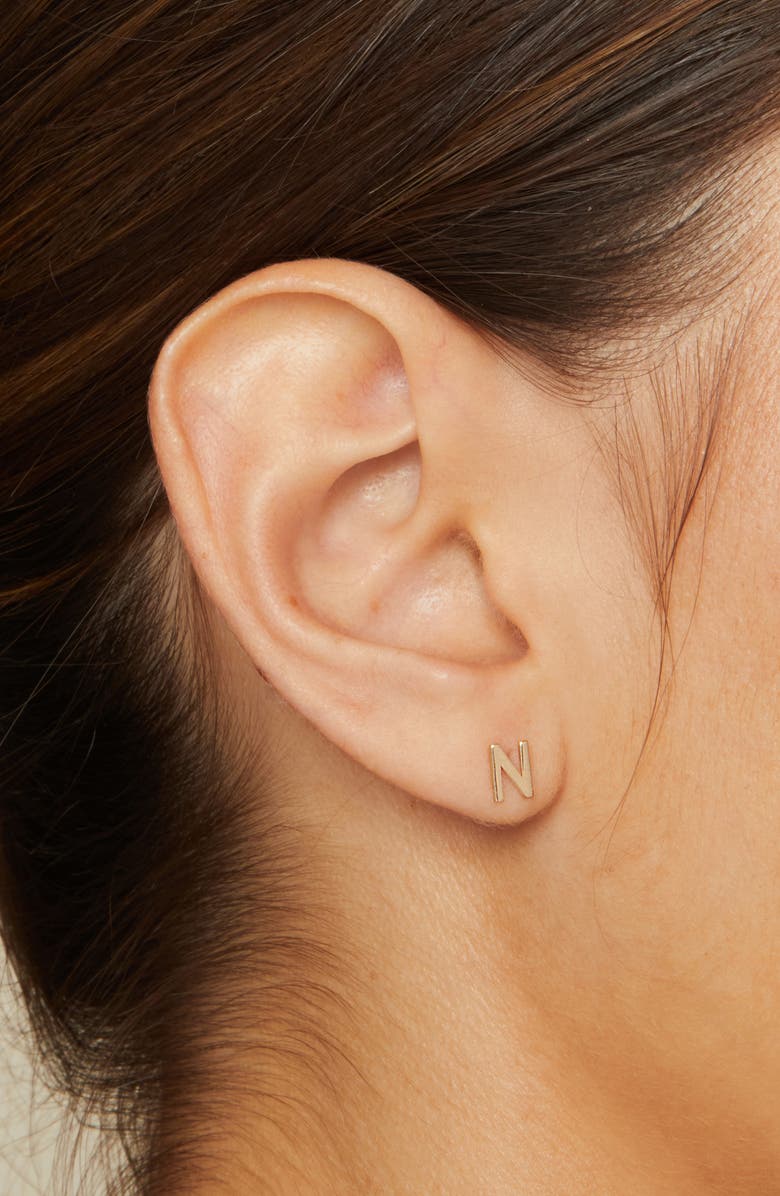 BYCHARI Large Initial Stud Earrings, Alternate, color, 