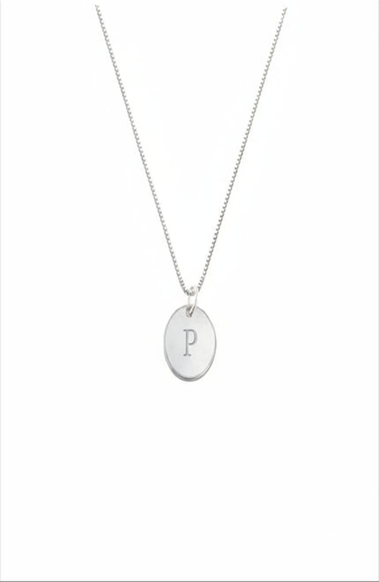 Oak & Luna Willow Initial Disc Necklace- Sterling Silver, Main, color, Letter P