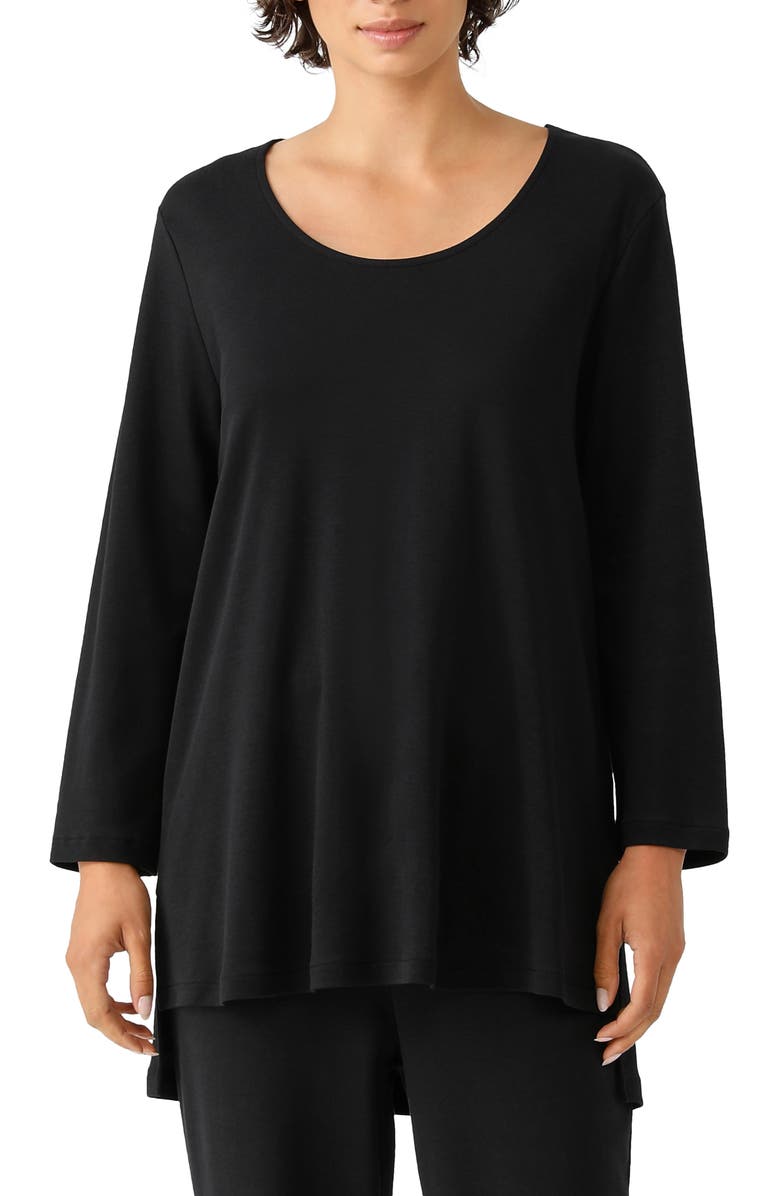 EILEEN FISHER SLEEP wear U-Neck Organic Cotton Long Sleeve Sleep Shirt, Main, color, 