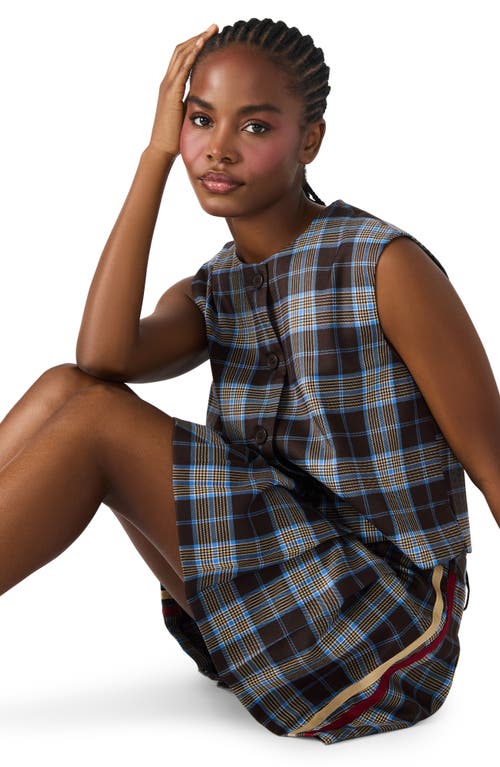 Steve Madden Alessa Sleeveless Plaid Shirt In Multi