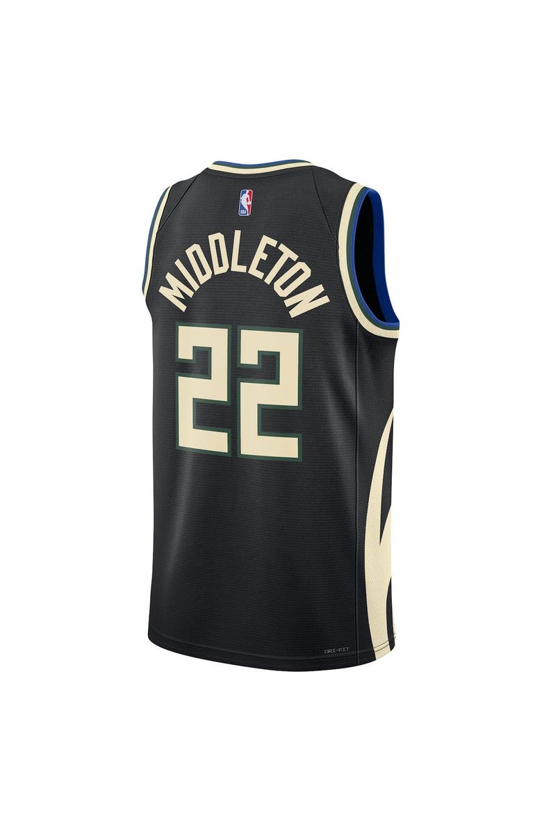 Jordan Brand Unisex Jordan Brand Khris Middleton Black Milwaukee Bucks Swingman Jersey - Statement Edition, Alternate, color, 
