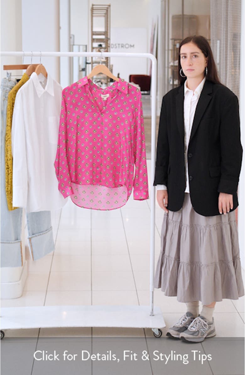 Tyler Geometric Turquoise Print Silk Button-Up Shirt, sales video thumbnail