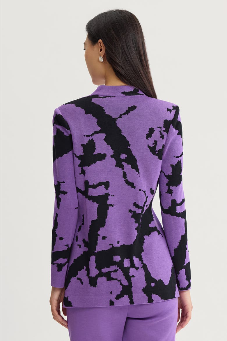 Abstract Jacquard Knit Jacket, Alternate, color, Sunset Purple/Black