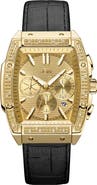 JBW Echelon Diamond Chronograph Croc Embossed Leather Strap Watch, 41mm
