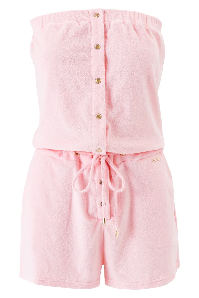 Strapless Terry Cloth Cover-Up Romper, Alternate, color, ROSE