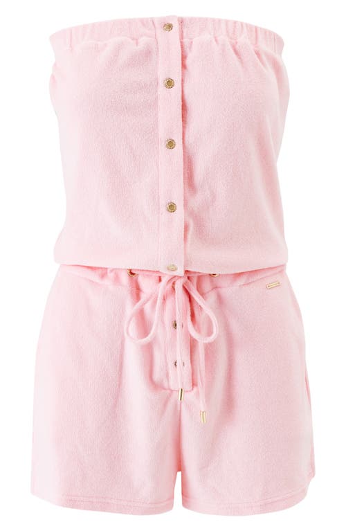Melissa Odabash Strapless Terry Cloth Cover-up Romper In Pink