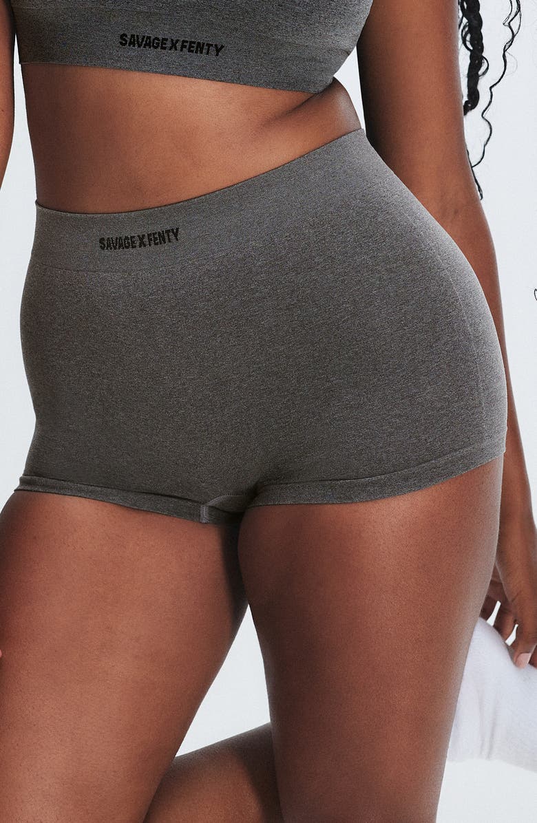 SAVAGE X FENTY Seamless Heather Boyshorts, Main, color, Platinum Grey