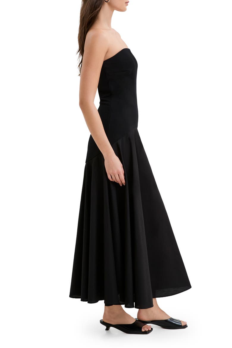 Aurora Strapless Drop Waist Dress, Alternate, color, BLACK