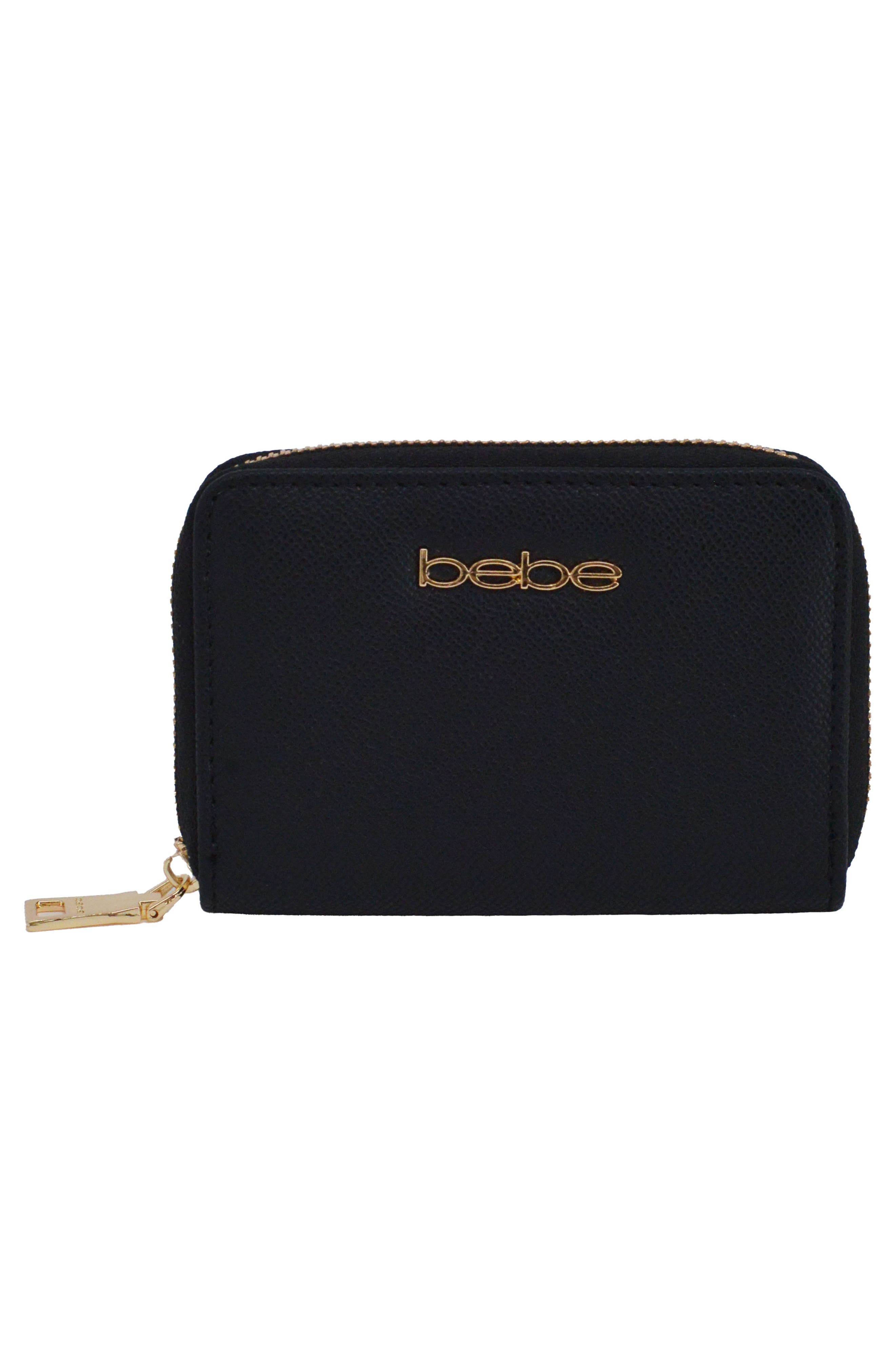 bebe Sagan Stud Crossbody and Zip Wallet, Alternate, color, Black