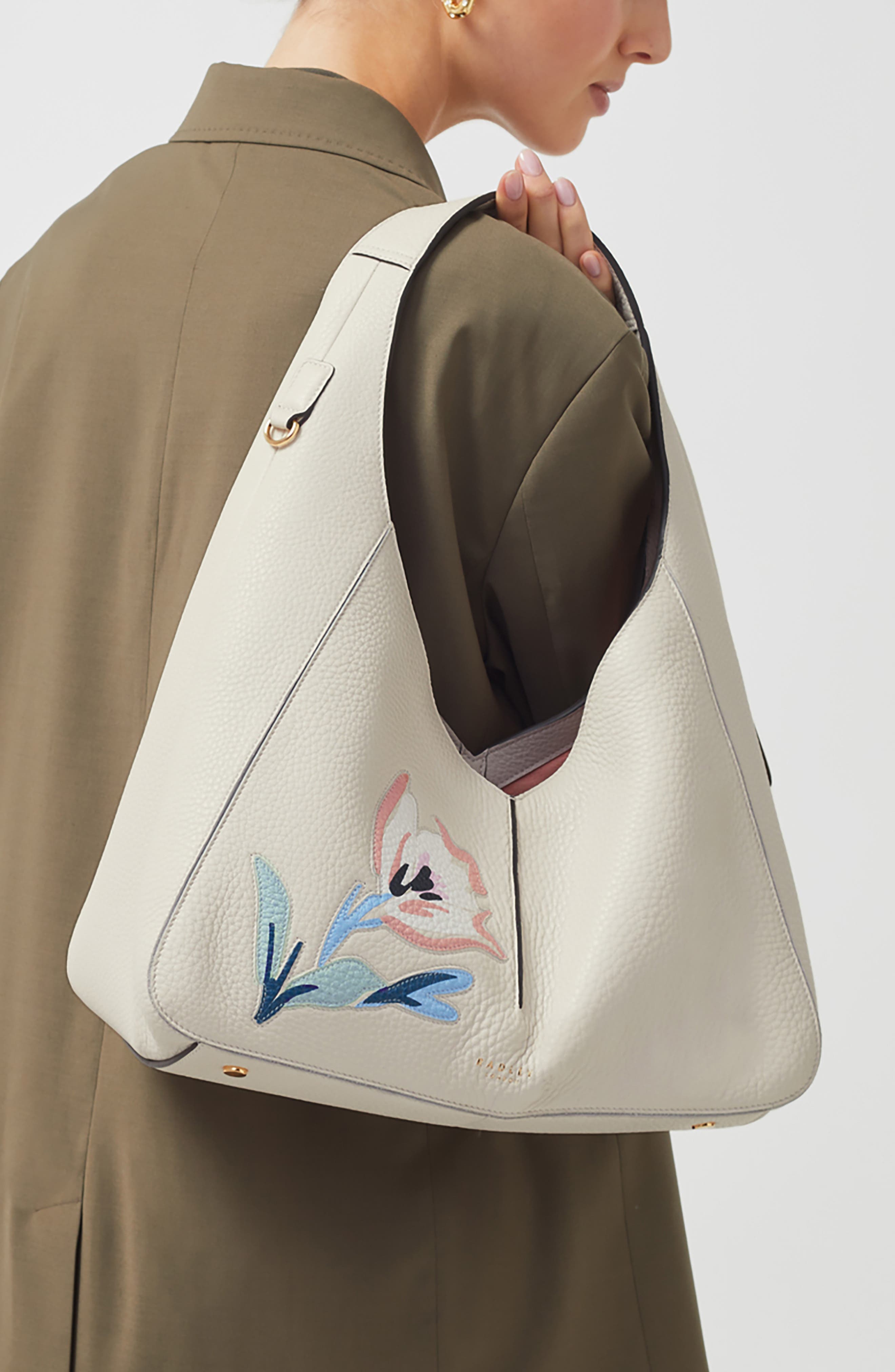Hillgate Place Floral Leather Shoulder Bag, Alternate, color, CHALK