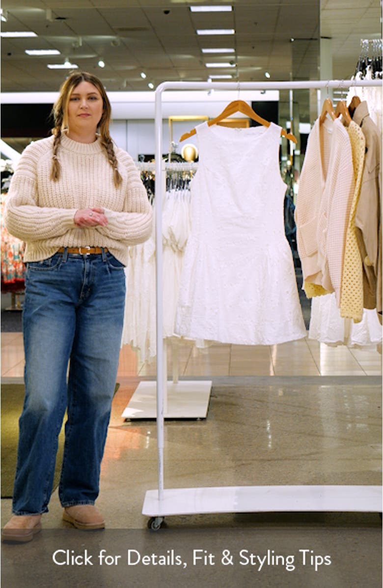 Embroidered Eyelet Sleeveless Cotton Fit & Flare Dress, sales video thumbnail