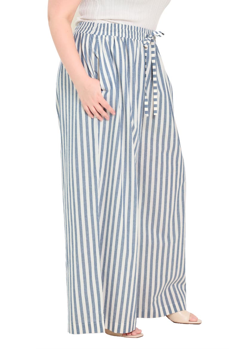Striped Relaxed Wide Leg Pants, Alternate, color, BLUE/ NATURAL