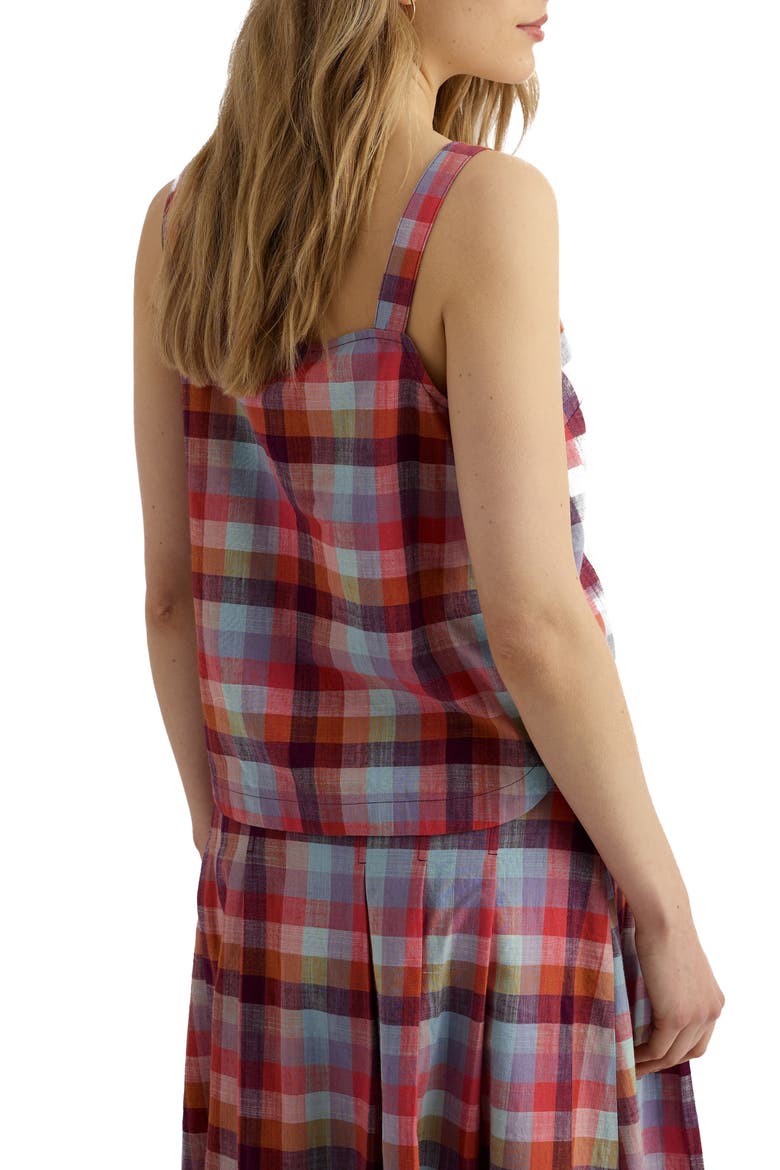 Hare's Tail Check Organic Cotton Tank, Alternate, color, KAMMDRO MULTI