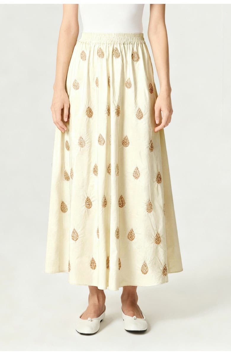 Nocturne Beaded Embroidered Maxi Skirt, Main, color, Ivory