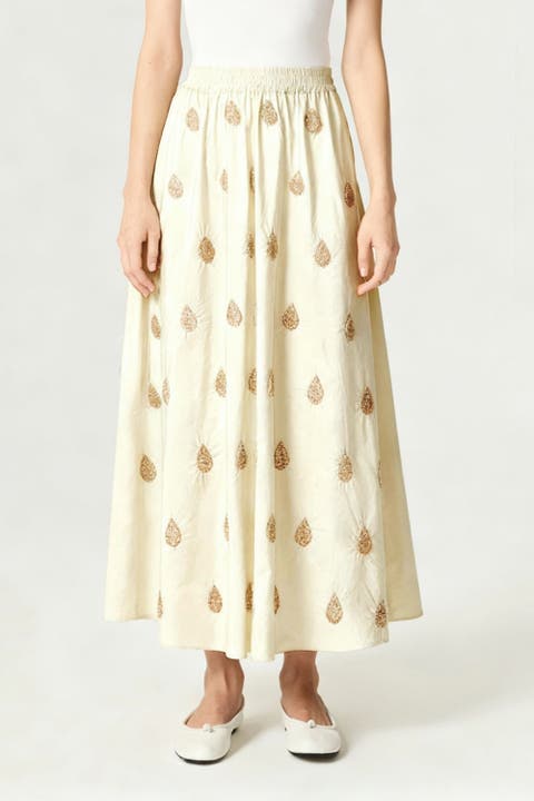 Beaded Embroidered Maxi Skirt