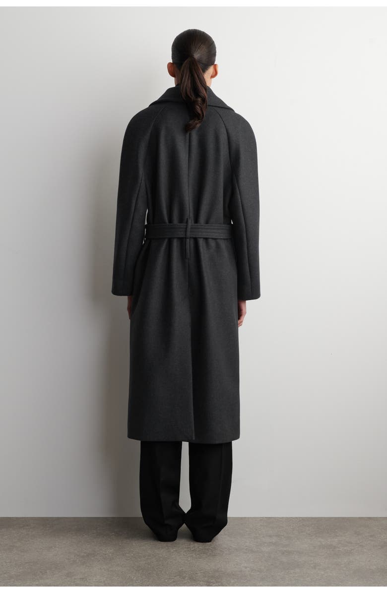 COS Tailored Belted Wool-Twill Coat, Alternate, color, Charcoal