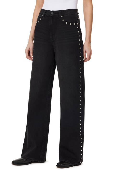 Gemma Studded High Waist Wide Leg Jeans
