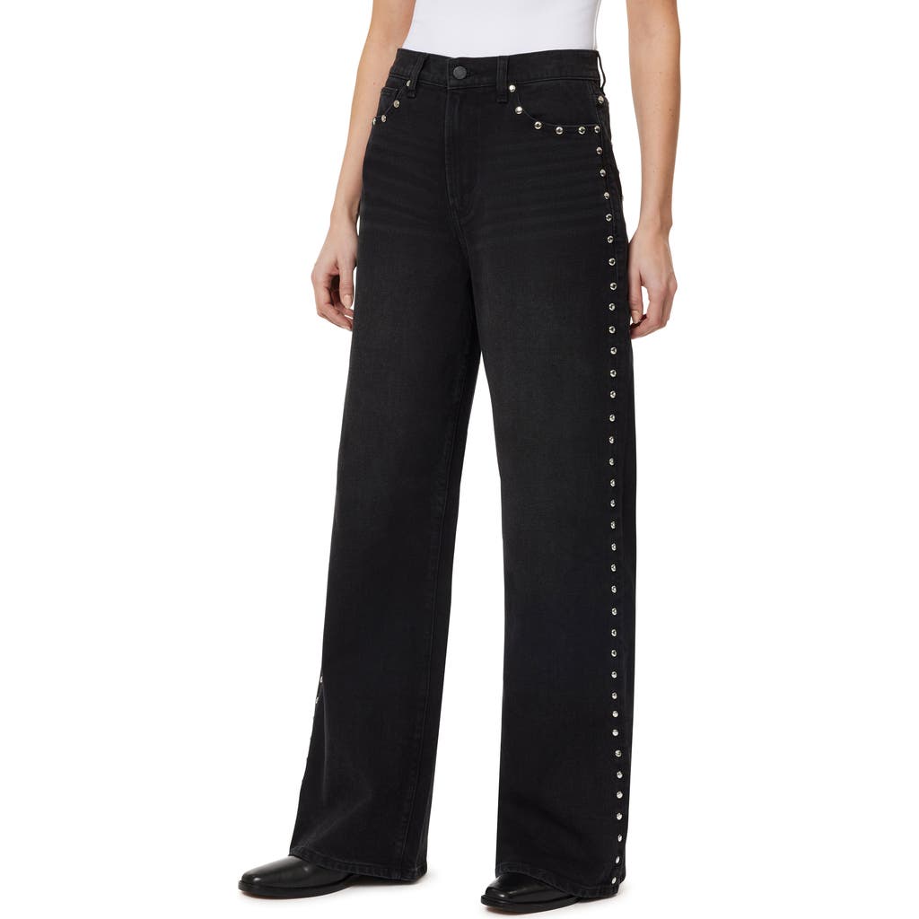 Habitual Gemma Studded High Waist Wide Leg Jeans In Black