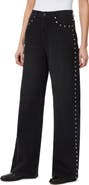 Habitual Gemma Studded High Waist Wide Leg Jeans