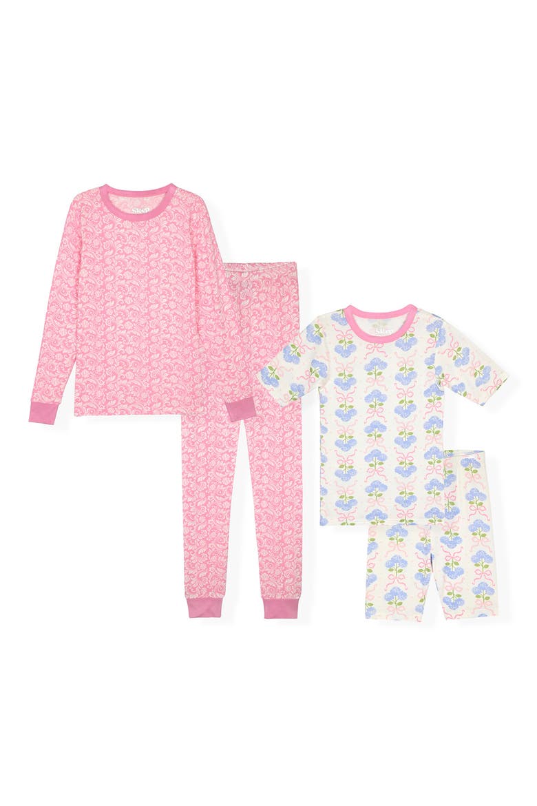 Assorted 2-Pack Print Fitted Two-Piece Pajamas, Main, color, PINK/ WHITE MULTI