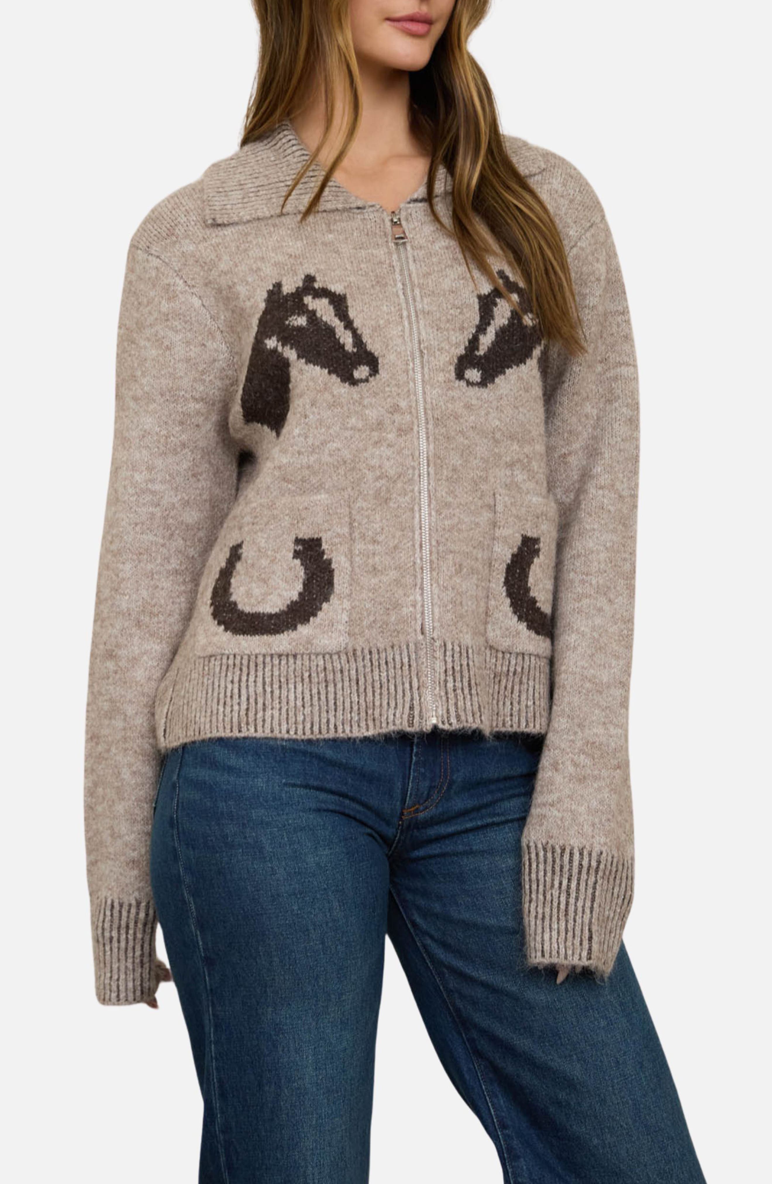 Blu Pepper Horse Jacquard Cardigan (Women) | Nordstromrack
