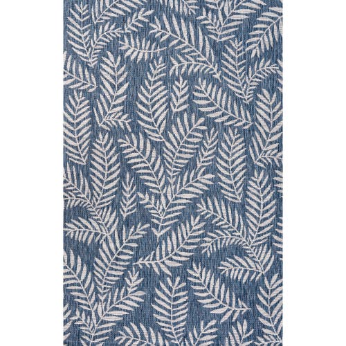 Jonathan Y Nevis Palm Frond Indoor/outdoor Area Rug In Navy/ivory