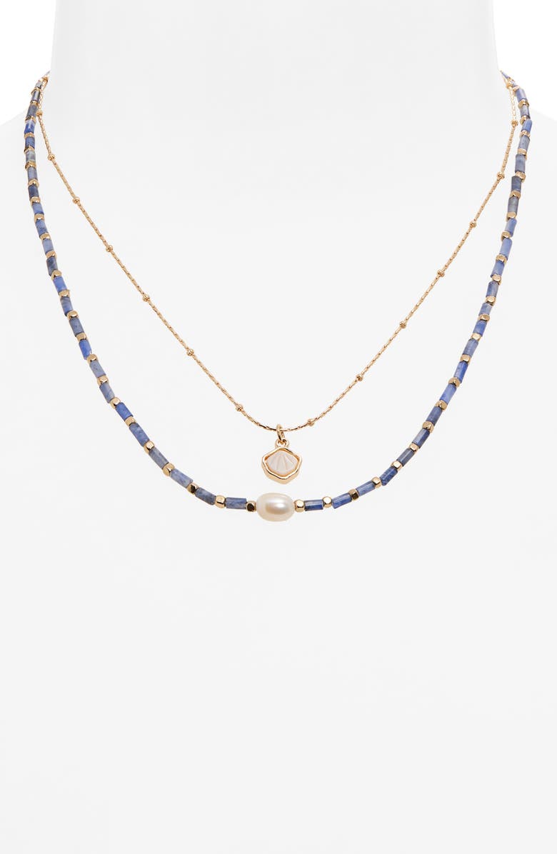 BP. Pearly Bead Layered Necklace, Alternate, color, Blue- Ivory