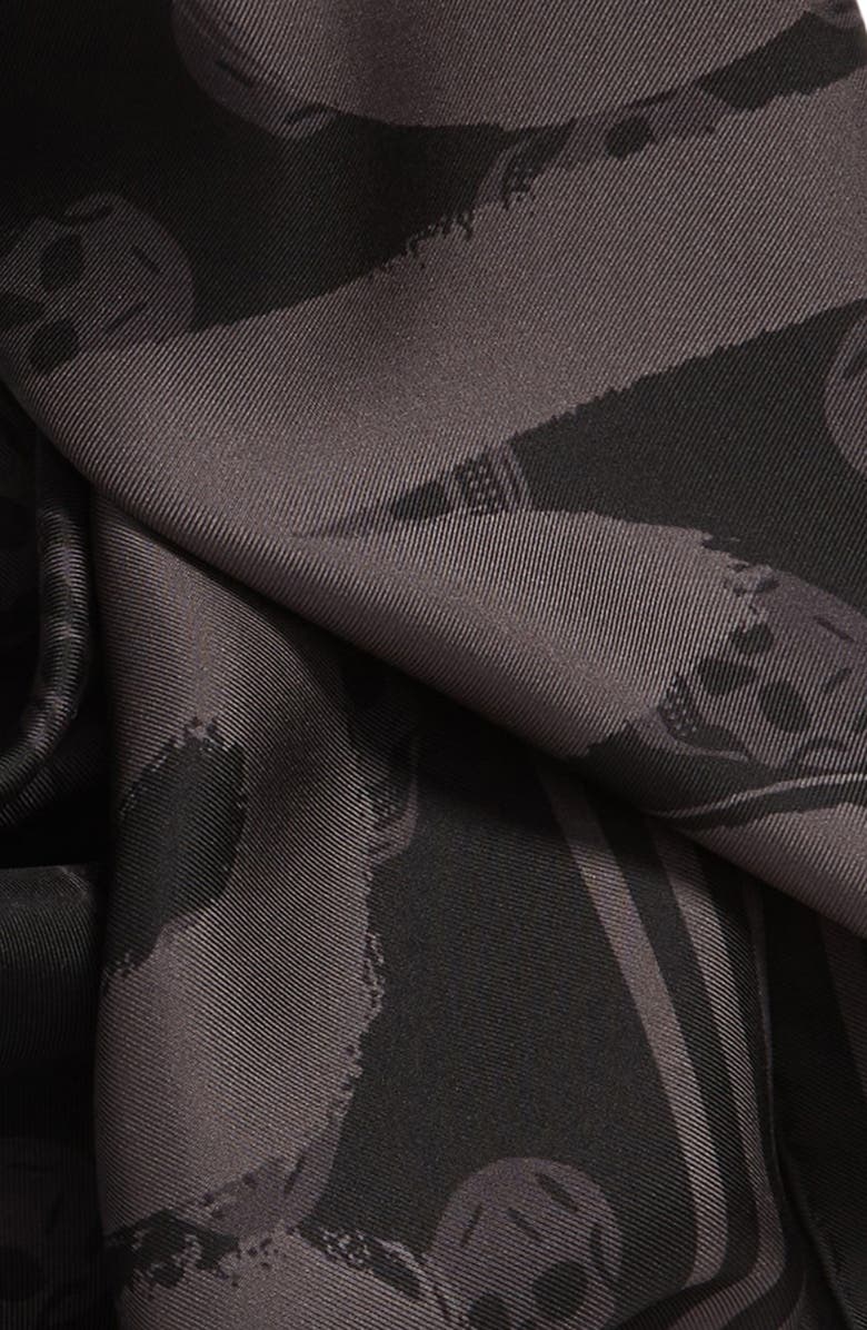 McQueen Alexander McQueen Graffiti Logo Skull Print Silk Biker Scarf, Alternate, color, 